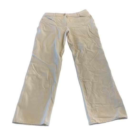 St. John Straight Leg Trouser Pants in Creamy Beige 12 - Picture 2 of 9